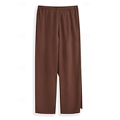 cheap Retro-Men's Linen Pants Trousers Summer Pants Drawstring Elastic Waist Straight Leg Plain Comfort Breathable Full Length Casual Daily Holiday Vacation Fashion White Brown Micro-elastic