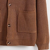 preiswerte Herren Strickjacke-Herren Pullover Kleid Pullover Strickjacke Strickpullover Gerippt Stricken Normale Oberteile Gestrickt Gerippt Einfach V Ausschnitt Mode Schals Lässig Alltagskleidung Bekleidung Herbst Winter Braun S