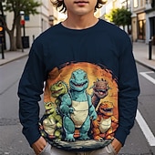 billiga Pojkens 3D-djur-Pojkar 3D Dinosaurie T-shirt Långärmad Vår Höst Mode Grundläggande Barn 4-12 år Rund hals Utomhus Ledigt Dagligen Normal