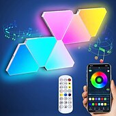 abordables Lumières Décoratives Intelligentes-Lampes triangulaires à LED, wi-fi, Bluetooth, USB, ambiance quantique, veilleuse pour chambre à coucher, décoration créative, appliques murales