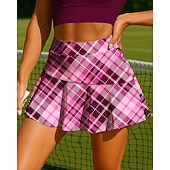 abordables Faldas y Skorts para Mujeres-Mujer Graphic Geométrico Cuadros A Cuadros Falda de tenis Retazos Bolsillo 2 en 1 UPF50+ Resistente a los rayos UV Multicapa Voleibol Tenis Bádminton Bermudas Vestidos Rosa Azul Ropa de tenis
