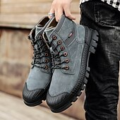 abordables Bottes de travail-Bottines de randonnée kaki pour homme avec semelle extérieure en caoutchouc épais – chaussures d&#039;extérieur respirantes et durables pour l&#039;alpinisme, le travail et les voyages d&#039;aventure