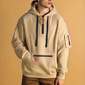 preiswerte Basic-Hoodies für Herren-Herren Kapuzensweatshirt Viertelreißverschluss Kapuzensweatshirt Fleece Kapuzensweatshirt Schwarz Weiß Marineblau Khaki Hellgrau Mit Kapuze Einfach Tasche Sport &amp; Outdoor Täglich Ferien Polyester