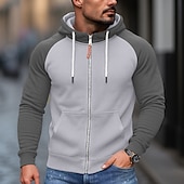 economico Felpa con cappuccio in pile-Per uomo Felpa con cappuccio Felpa con cappuccio a zip intera Felpa con cappuccio in pile Felpa con cappuccio foderata in pile Nero Borgogna Blu Grigio chiaro Grigio scuro Con Cappuccio Semplice