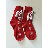 abordables calcetines caseros-Calcetines magnéticos navideños de edición invernal, medias navideñas rojas con diseño de bufanda, calcetines decorativos magnéticos con forma de ojo grande para sujetar las manos, decoración festiva de Navidad y Halloween.