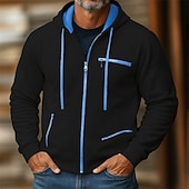 economico Felpa con cappuccio in pile-Per uomo Felpa con cappuccio Felpa con cappuccio a zip intera Felpa con cappuccio in pile Rosso bordeaux Nero Bianco Cammello Grigio Con Cappuccio Semplice Patchwork Blocco di colore Sport &amp; Outdoor