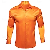 economico Camicie in raso da uomo-Per uomo Camicia Come la seta Camicia in raso Camicia elegante Camicia casual Camicia con Bottoni Semplice Formale Matrimonio Nero Bianco Giallo Rosso Manica Lunga Bavero Primavera &amp; Autunno Tutte le