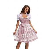 abordables Mujeres-Mascarada Oktoberfest Vestidos Traje de cosplay Trachtenkleader Mucama Vestidos Alemán Munich prados Mujer Víspera de Todos los Santos Vestido Paño de estilo tradicional Blusa Vestido Delantal