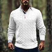 economico maglione pullover da uomo-Per uomo Maglione Maglioni con zip a un quarto Maglione a maglia A Coste Maglia Top Regolari Lavorato a maglia Semplice Collo alla coreana Moda Casual Vacanza Abbigliamento quotidiano Abbigliamento