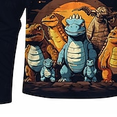 billiga Pojkens 3D-djur-Pojkar 3D Tecknat Dinosaurie T-shirt Långärmad Vår Höst Mode Grundläggande Barn 4-12 år Rund hals Utomhus Ledigt Dagligen Normal