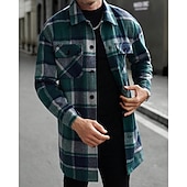 Bărbați Shacket Jachetă cămașă Jachete Iarnă Plisat Vacanță Purtare Zilnică Negru Roșu Vin Portocaliu Kaki Manșon Lung Rever Toamnă Iarnă Îmbrăcăminte Buzunar ieftine cămăși de flanel-Bărbați Shacket Jachetă cămașă Jachete Iarnă Plisat Vacanță Purtare Zilnică Negru Roșu Vin Portocaliu Kaki Manșon Lung Rever Toamnă Iarnă Îmbrăcăminte Buzunar