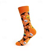 abordables calcetines caseros-Calcetines largos de algodón de Halloween, calcetines con estampado de dibujos animados por encima de la pantorrilla para hombres y mujeres, medias deportivas hasta la rodilla resistentes a los olores