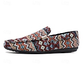 economico Mocassini casual-mocassini da uomo in jacquard multicolore con motivo a zigzag – scarpe casual slip-on alla moda per feste, vacanze e resort estivi