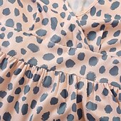 cheap Daily Family Matching-Mommy and Me Dresses Polka Dot Street Print Khaki Long Sleeve Midi Active Matching Outfits