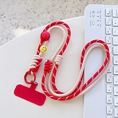 baratos Cordões de telefone e pulseiras-Nova alça de ombro moderna e moderna com corda longa ajustável para celular pendurado no pescoço e transversal, corrente pendurada com rosto sorridente e resistente para áreas externas para mulheres