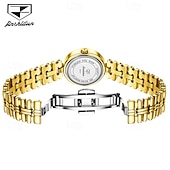 levne Quartz hodinky-Nové módní a trendy dámské hodinky Golden Shield jsou importovaný stroj s diamanty zdobeným kalendářem, retro tenký model s malým ciferníkem, vodotěsné, ležérní a sportovní, dámské, obchodní.