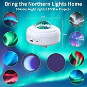 abordables Lumières de Noël-Projecteur de galaxie avec haut-parleur Bluetooth, veilleuse, projecteur d&#039;étoiles pour chambre à coucher, 8 modes, projecteur d&#039;aurores boréales avec éclairage d&#039;ambiance lunaire pour enfants et