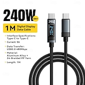 olcso Mobiltelefon-kábelek-240 W-os USB-C - USB-C kábel, 100 W-os PD 3.1 gyorstöltő töltőkábel MacBook Pro-hoz, Xiaomi-hoz, Samsung laptophoz, Essagerhez