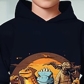 billiga Pojkens 3D-djur-Pojkar 3D Dinosaurie Huvtröja Långärmad Vår Höst Mode Streetwear Barn 4-12 år Huva Utomhus Ledigt Dagligen Normal