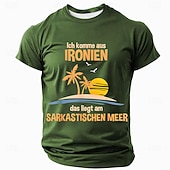 levne Vtipná trička pro muže-Vtipné ironické sarkastické pánské grafické tričko | Německý vtip &#039;Pocházím z ironie&#039; Tropical Design Tee