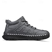 cheap Ankle Boots-Men&#039;s Coffee Brown Leather Sneakers with Contrast Stitching and Cushioned Sole – Comfortable Casual Shoes for Outdoor Adventures and City Fashion
