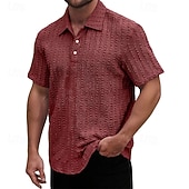 cheap Men&#039;s Classic Polo-Men&#039;s Golf Shirt Golf Polos Shirts Work Casual Lapel Short Sleeve Basic Modern Plain Jacquard Buttons Summer Spring Regular Fit Wine Black Light Green Navy Blue Sky Blue Purple Golf Shirt