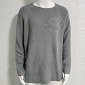 preiswerte Herrenpullover-Herren Pullover Strickpullover Gerippt Stricken Normale Oberteile Gestrickt Einfach Rundhalsausschnitt Mode Basic Urlaub Alltagskleidung Bekleidung Herbst Winter Schwarz Weiß M L XL