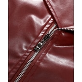  Voor heren Jas van imitatieleer Bikerjack Motorjas Vakantie Dagelijks Winddicht Houd Warm Zak Herfst winter Effen Modieus Klassiek Revers Normaal Zwart Rood Jacks