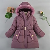 billiga Girl&amp;#39;s Downs &amp;amp; Pufferjacka-Barn Flickor Pufferjacka Ensfärgat Mode Ficka Skola Täcka Ytterkläder 4 år + Höst Svart Rodnande Rosa Rubinrött