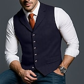 preiswerte Herrenweste-Herren Tweedweste Weste Formell Hochzeit Urlaub Täglich Mode Klassisch Frühling Herbst Tasche Knöpfe Polyester Tweed Bequem Einfach Fischgrätenmuster Einreihig V Ausschnitt Revers Schmale Passform