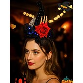 levne Halloweenské doplňky-Dámská halloweenská čelenka s čarodějnickým kloboukem - fialový pavouk a duch, dekorační kostýmní doplněk na párty, cosplay a převlékání