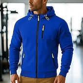 economico Felpa Tattica-Per uomo Felpa con cappuccio Felpa con cappuccio a zip intera Felpa con cappuccio in pile Felpa con cappuccio tattica Nero Bianco Borgogna Blu marino Blu Con Cappuccio Semplice Cerniera Sport