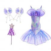 baratos Fantasia de Menina-Semana do Livro 2026 A Pequena Sereia Cauda de Sereia Vestido de Princesa Aqua Vestido de Halloween Fantasia de Cosplay Fantasia para Festa Temática Cosplay Filme Cosplay para Meninas Fantasia Infantil Carnaval Baile de Máscaras