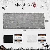 abordables Décoration extérieure-Lot de 6 gazes d'Halloween, tissu effrayant, 30 × 72 pouces, tissu effrayant pour Halloween, fournitures de maison hantée, fête en extérieur, intérieur (4 noires + 2 blanches)