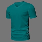 billiga grundläggande t-shirts-Herr T-shirt i bomullsblandning Kortärmad Kort ärm V-hals Sommar Alla årstider Ensfärgat Slät Designer Grundläggande Modernt Modernt V-ringad Semester Gata Ledigt Svart Vit Grön Topp t-shirt för män