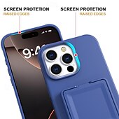Χαμηλού Κόστους iPhone Θήκες-τηλέφωνο tok Για iPhone 16 Pro Max Plus 16 16e Πίσω Κάλυμμα με βάση στήριξης Καθρέφτης Υποδοχή κάρτας Ρετρό TPU PU δέρμα