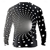 billige 3D T-skjorter-Herre 3D Print 3D T skjorte Langermet T skjorte 3D-utskrift Crew-hals Skjorte Mote overdrevet Gate Daglig Svart Blå Grønn Sommer Vår Høst Klær S M L XL XXL XXXL