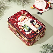 voordelige Verzamelbare Figuren-Kerstkoekjesblikken met deksels om cadeau te geven, kerstblikken, mini metalen doos met deksel, vakantie snoep, koekjesopslag, geschenkverpakking, feestelijke feestgunst, lege container