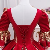 halpa Mekot-Vintage Rokokoo Renessanssi Maxi Mekot Normaali Juliet hiha Prinsessa Morsian Laskostettu Rimpsu Prinsessa Pyöreä kaula-aukko Naamiaispuku Naisten Halloween Karnevaali Naamiaiset Suoritus Juhla