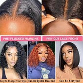 economico Parrucche lace front capelli veri-Parrucche glueless da indossare e usare, parrucche ricce pre-pizzicate in capelli umani, parrucche frontali in pizzo per principianti, parrucche glueless pre-tagliate in pizzo 4x4 senza colla per