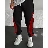 levne Tepláky-Pánské Tepláky Běžec Kalhoty Šňůrky Kapsy Elastický pas Barevné bloky Pohodlné Outdoorové sporty Denní Módní Na běžné nošení Černočervená Bílá  / modrá Lehce elastické