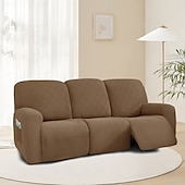 baratos Cobertura de Sofa-Sofá reclinável de 3 lugares com design de malha 5x5 - sofá de estar para três pessoas com encosto baixo e estilo moderno
