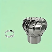 رخيصةأون مستلزمات المنزل-مروحة سقف متينة من الفولاذ المقاوم للصدأ مقاس 110 مم مع غطاء عادم دائري دوار لتهوية المدخنة الخارجية وغطاء المدخنة وغطاء مقاوم للحرارة والبرودة ومقاوم للتآكل وتهوية غير كهربائية