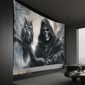 זול שטיחי קיר-גוֹבּלֶן באנרים שטיחי קיר שלד גותי פאנק אפל מסיבה חֲדַר שֵׁנָה רקעים לצילום עיצוב הבית