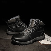 abordables Botas de invierno y nieve-Botas de trabajo clásicas con cordones de piel sintética color tostado para hombre: botines de seguridad duraderos para exteriores, construcción, senderismo y uso diario.