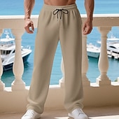 ieftine Picior drept-Bărbați Pantaloni Sport Pantaloni Pantaloni de sport cu picior drept Pantaloni Waffle Cordon Buzunar Talie elastică Simplu Confort Sport exterior Zilnic Modă Casual Negru Alb Micro-elastic