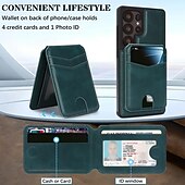 levne Pouzdra pro Samsung-telefon Carcasă Pro Samsung Galaxy S25 S25 Hrana S24 Ultra Plus S24 FE Zadní kryt Magnetické Stojánek Slot pro kartu Retro TPU PU kůže