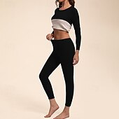 economico Set e Tutine-Per donna Tempo freddo in alto e in basso Strato di base superiore e inferiore Underwear Set termica Inverno Molto spesso Tinta unica Completo Abbigliamento Bianco latte Rosa scuro Palestra Pilates