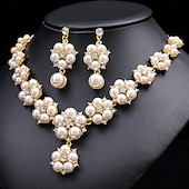 halpa Korusetit-Korusetti 2 Vihreä Helmi Kromi 1 Kaulakoru Korvakorut Naisten Tyylikäs Vintage Muoti Vintage-tyyli Perinteinen Korusetti Käyttötarkoitus Häät Juhla Häävieras