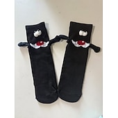 abordables calcetines caseros-Calcetines magnéticos navideños de edición invernal, medias navideñas rojas con diseño de bufanda, calcetines decorativos magnéticos con forma de ojo grande para sujetar las manos, decoración festiva de Navidad y Halloween.